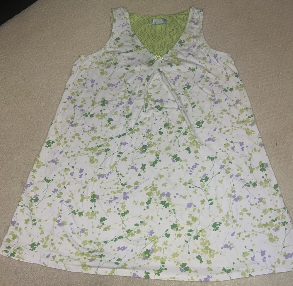 Vintage Celestial Dreams Floral Nightgown Green Sleeveless Cottagecore M